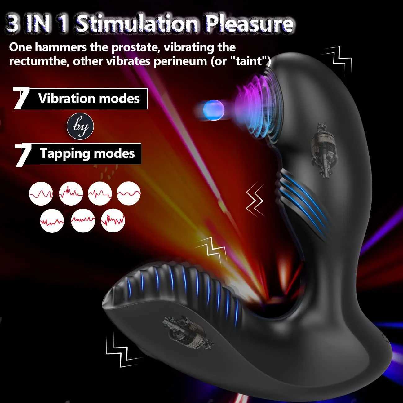Flapping Male Prostate Massager Wireless Remote Control Anal Plug Dildo Vibrator Butt Plug G-Spot Stimulate Sex Toys For Men W250624