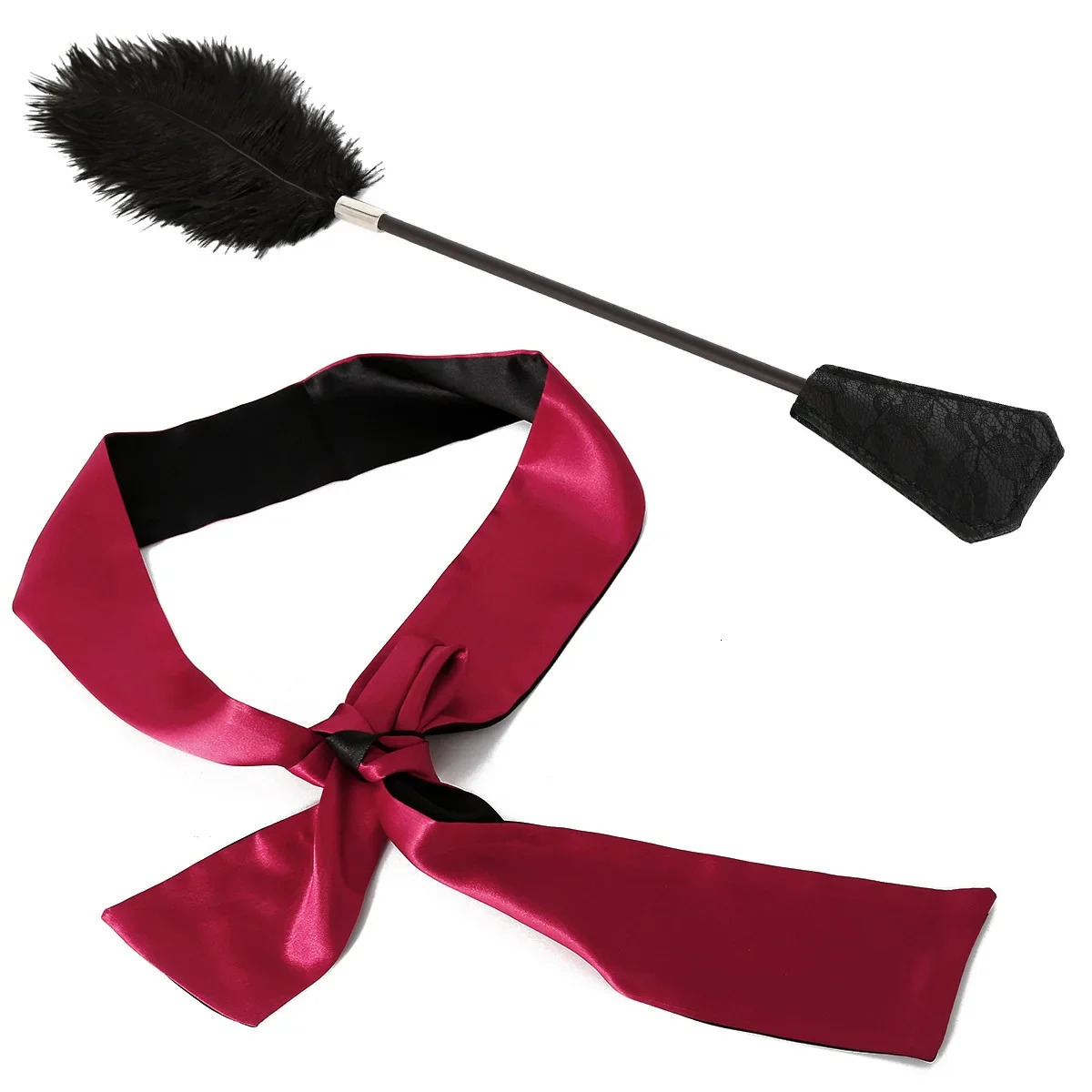 SM Adult Products Fun Blindfold Eye Mask Feather Racket Flirtatious Ostrich Feathers 2-piece Set Men Sex Toy 250624