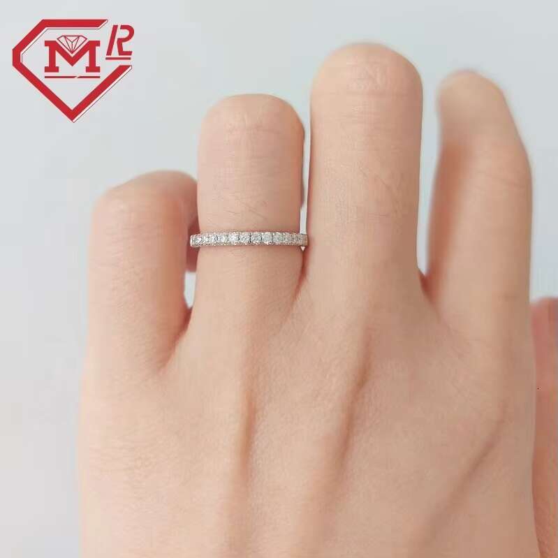 ALL SIZE AVAILABLE 14k Solid Gold Moissanite Diamond Wedding Band Stack Ring Half Eternity Band for Women