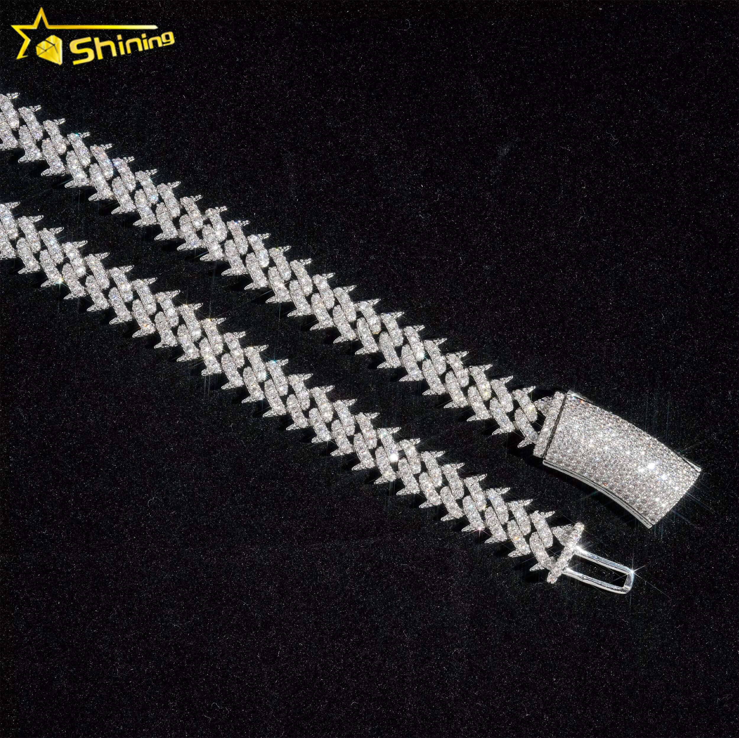 New Arrival Iced Out Moissanite Cuban Link Chain Sterling Silver Lab Diamond Hip Hop Chains Men Cuban Necklace bracelets
