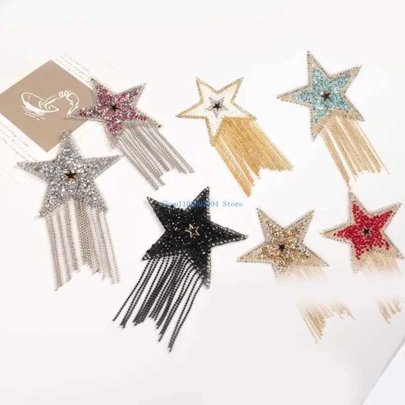 N7YF Pasties Nipple Stickers Pentagrams Tassels Sticky Breast Petal Nipple Cover W250624