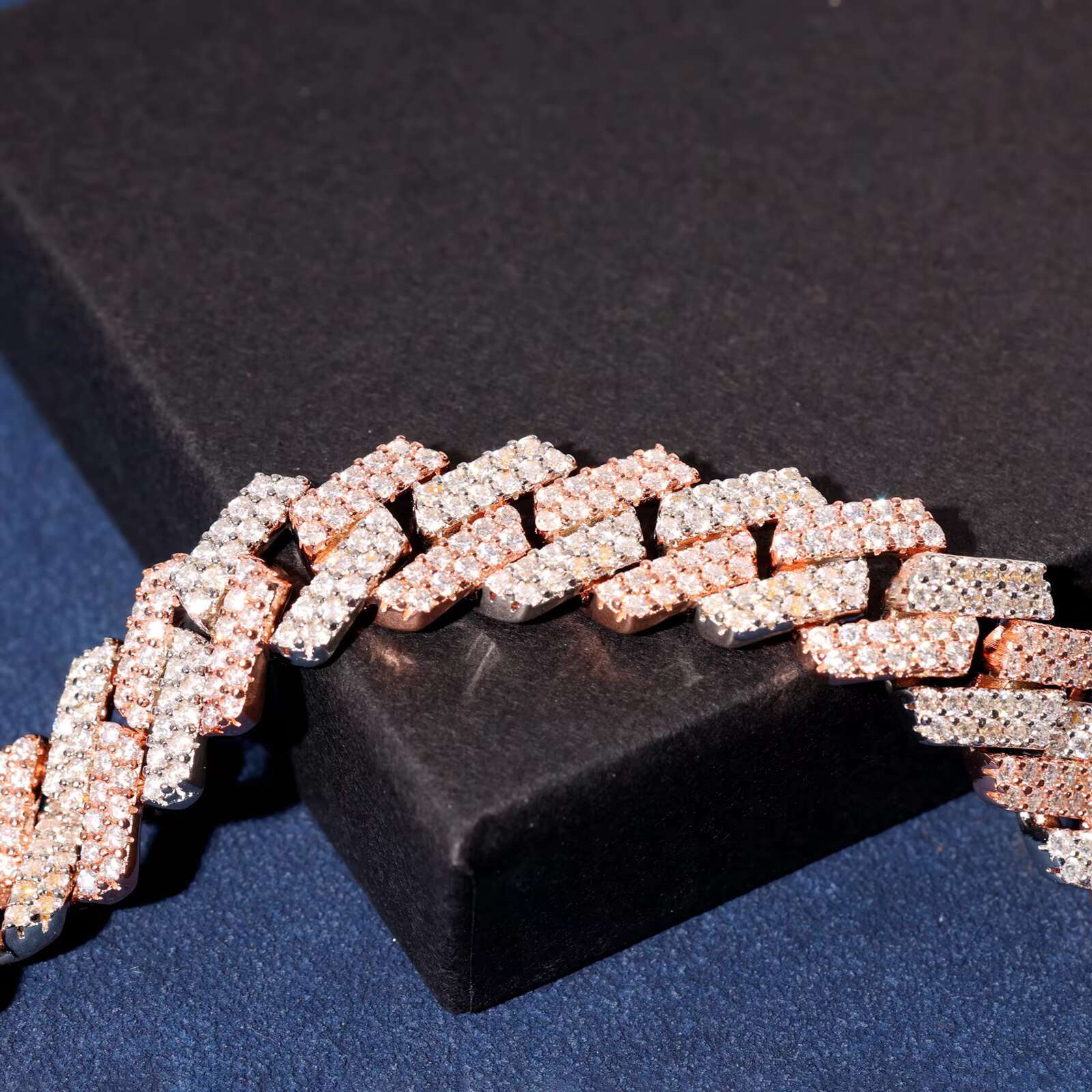 14mm Rose Gold Moissanite Hip Hop Bracelet Men 925 Sterling Silver Diamond Iced Miami Cuban Link Chain Luxury Mens Necklaces