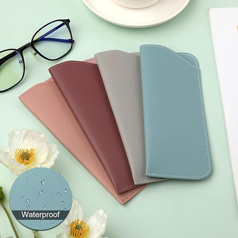 Wholesale New Eyeglasses Case Waterproof Soft PU Leather Reading Glasses Bag Custom Logo Sunglasses Pouch