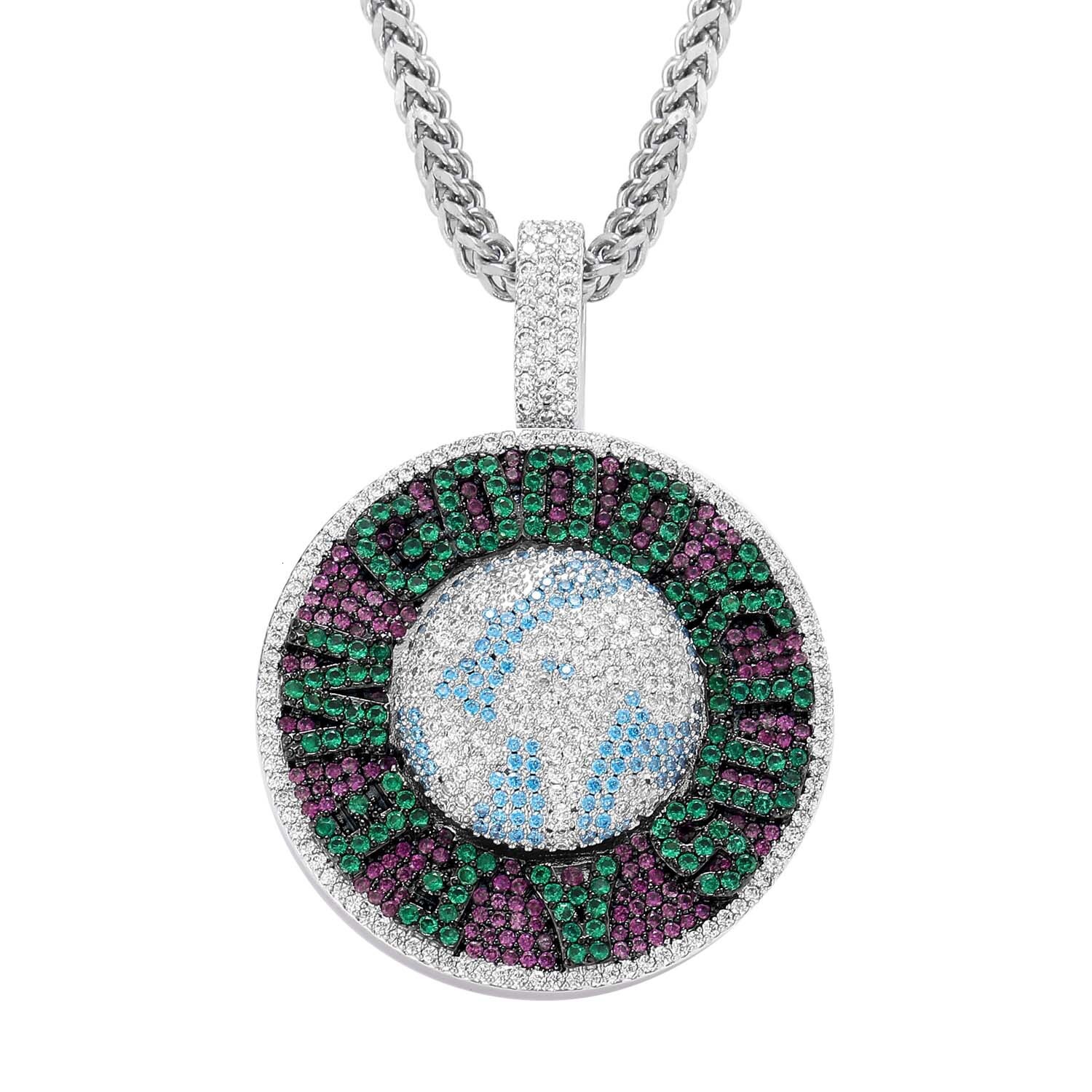 Luxury 3D Rotating Moissanite Iced Out Bling Abstract Globe Hip Hop Men's Trendy Navigation Statement Necklace Pass the diamond tester