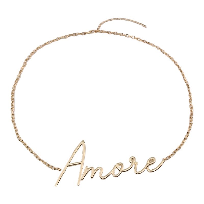 Retro Gold Letter Waist Chain for Women - Elegant Metallic Thinner Belt Ideal for Fall/Winter Outfits