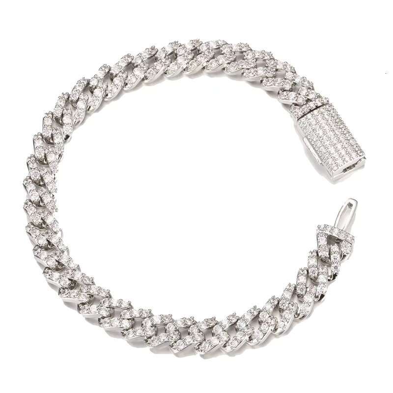8mm Offset CZ Cuban Link Bracelet | Silver or Gold Tone Brass | Luxury Mens Jewelry
