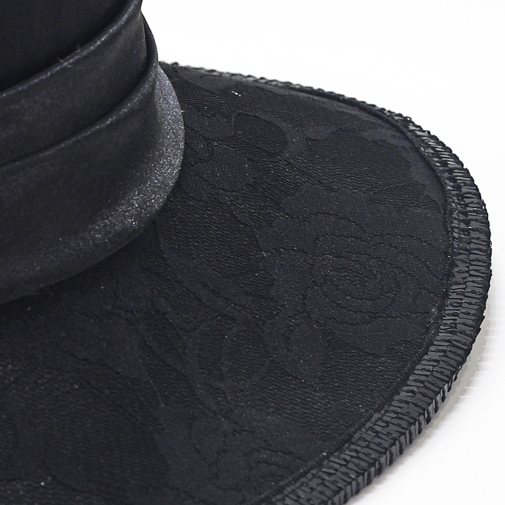 Elegant Black Church Hat with Wide Brim and Rhinestone Bow - Women's Formal Derby Tea Party Hat for Wedding & Sunday Services SD726