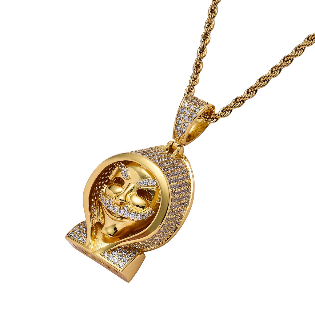 Luxury Moissanite Jewelry Punk Grim Reaper Pendant Trendy Brand Hip Hop Necklace Iced Out Cloak Skull Pendant Pass the diamond tester