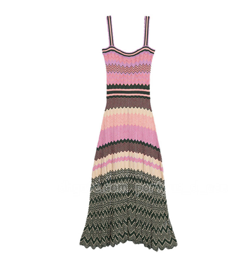 Multicolor Womens Slim Fit Knitted Dress - Summer Beach Vacation, Wedding, Birthday Party Wear C260312