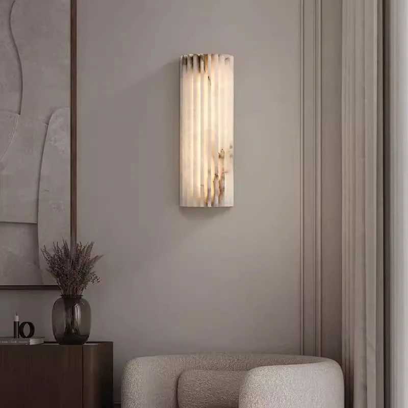 Creative Real Marble LED Wall Light Art Deco Room Decoration Sconce Foyer Restaurant Hotel Bathroom Stone Lamp W250624