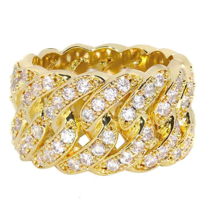 Luxury Moissanite CubanRing Hip Hop Big Guy 18k Gold Plated 925 Sterling Silver Moissanite Ring
