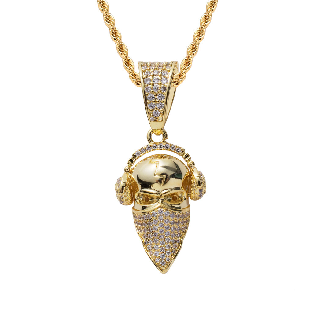 Moissanite Street Hip Hop Jewelry Masked Headphone Cool Portrait Pendant Iced Out Necklace Luxury Pass the diamond tester