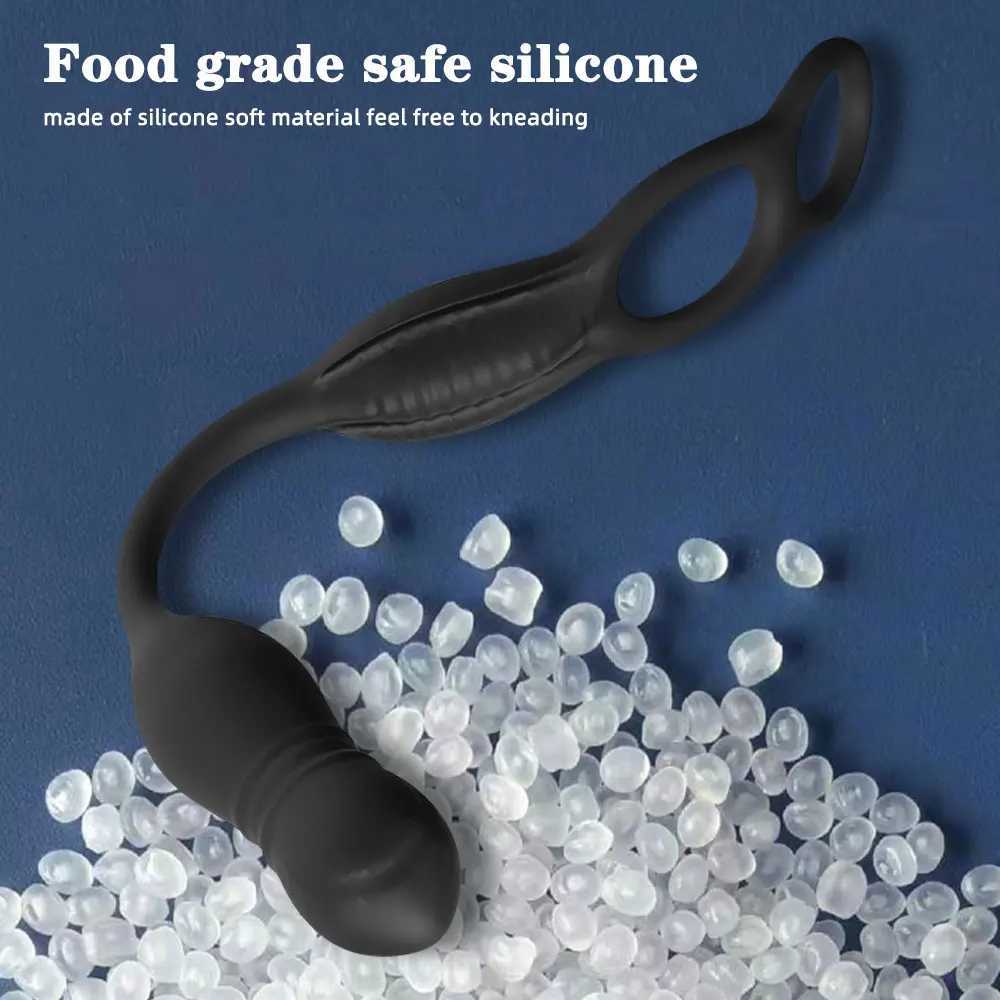 Telescopic Anal Vibrator Male Prostate Massager With Delay Ejaculation Penis Ring Buttplug Anus Vibrator Dildo Sex Toys For Men W250624