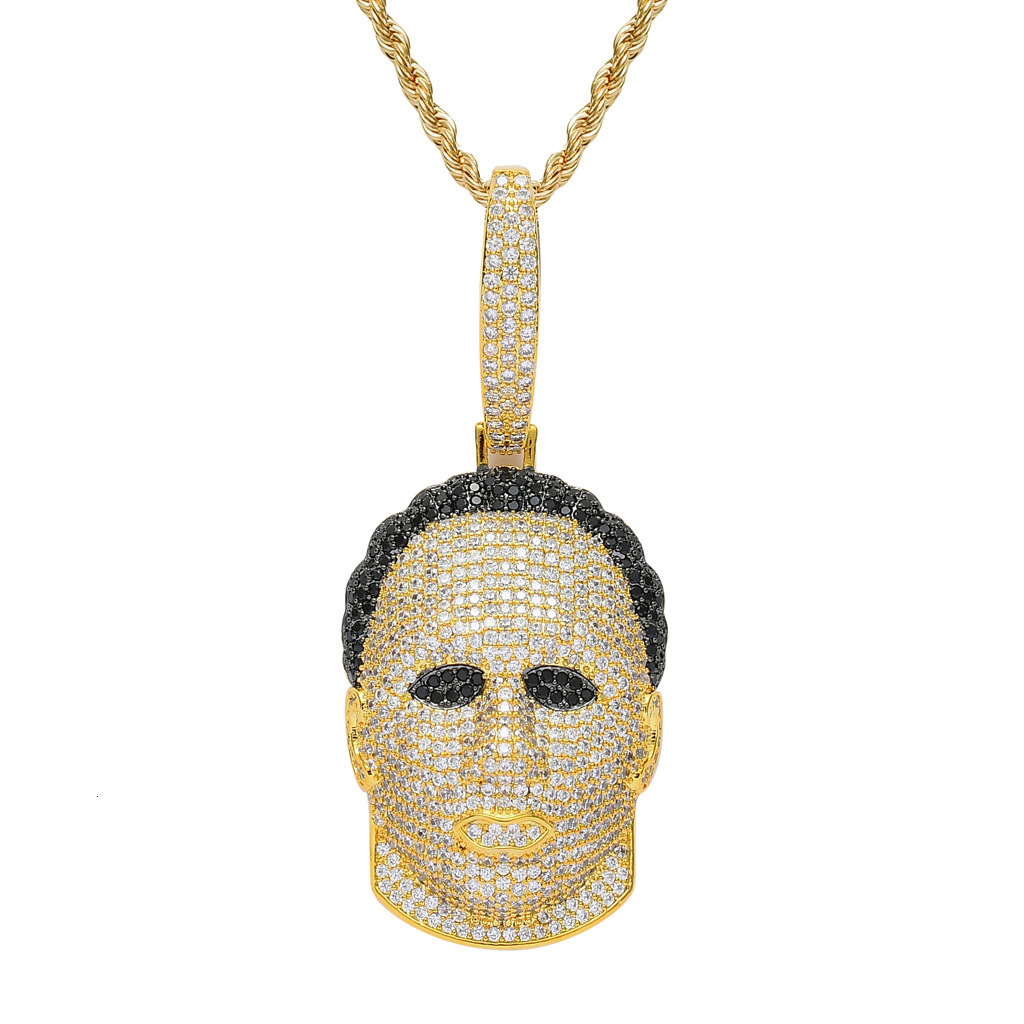Luxury Moissanite Necklace Men Unique Human Head Mask Trendy Brand Iced Out Pendant Hip Hop Accessory Pass the diamond tester