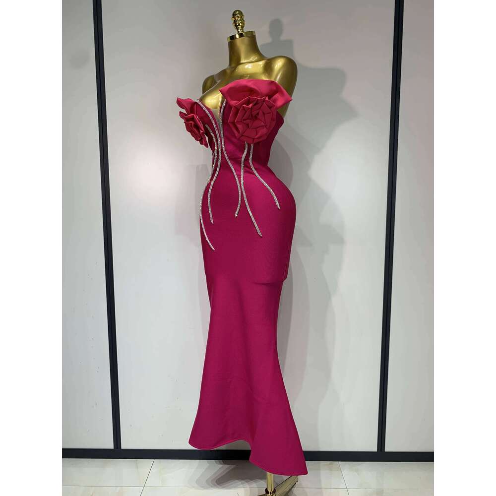 Birthday Party Dresses Women Elegant Bandage Bodycon Dress Strapless Appliques Sparkly Dia Evening Club Outfit