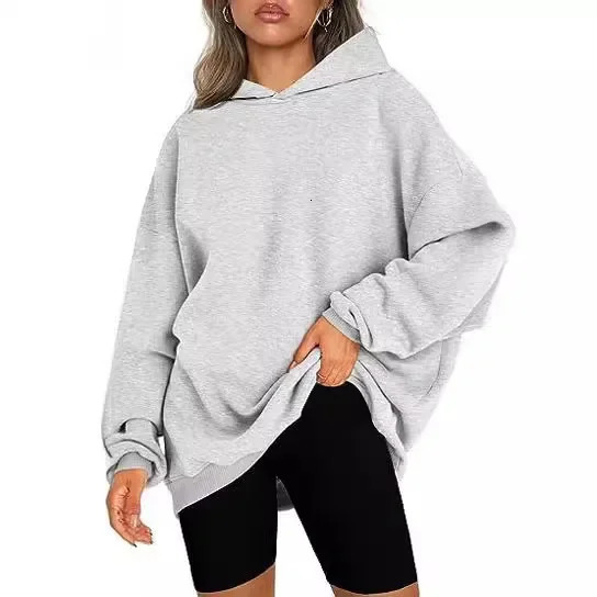 Hooded Oversize Loose Fit Ultra Comfortable Fleece Lined Pullover Hoodie Womens Fashion Cross-Border Winter Thickened Sweatshir 250618