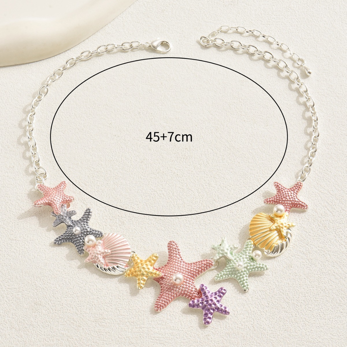 Star Shell Long For Women High-End Pearl Inlaid Oil Drip Clarbone Chain Necklace