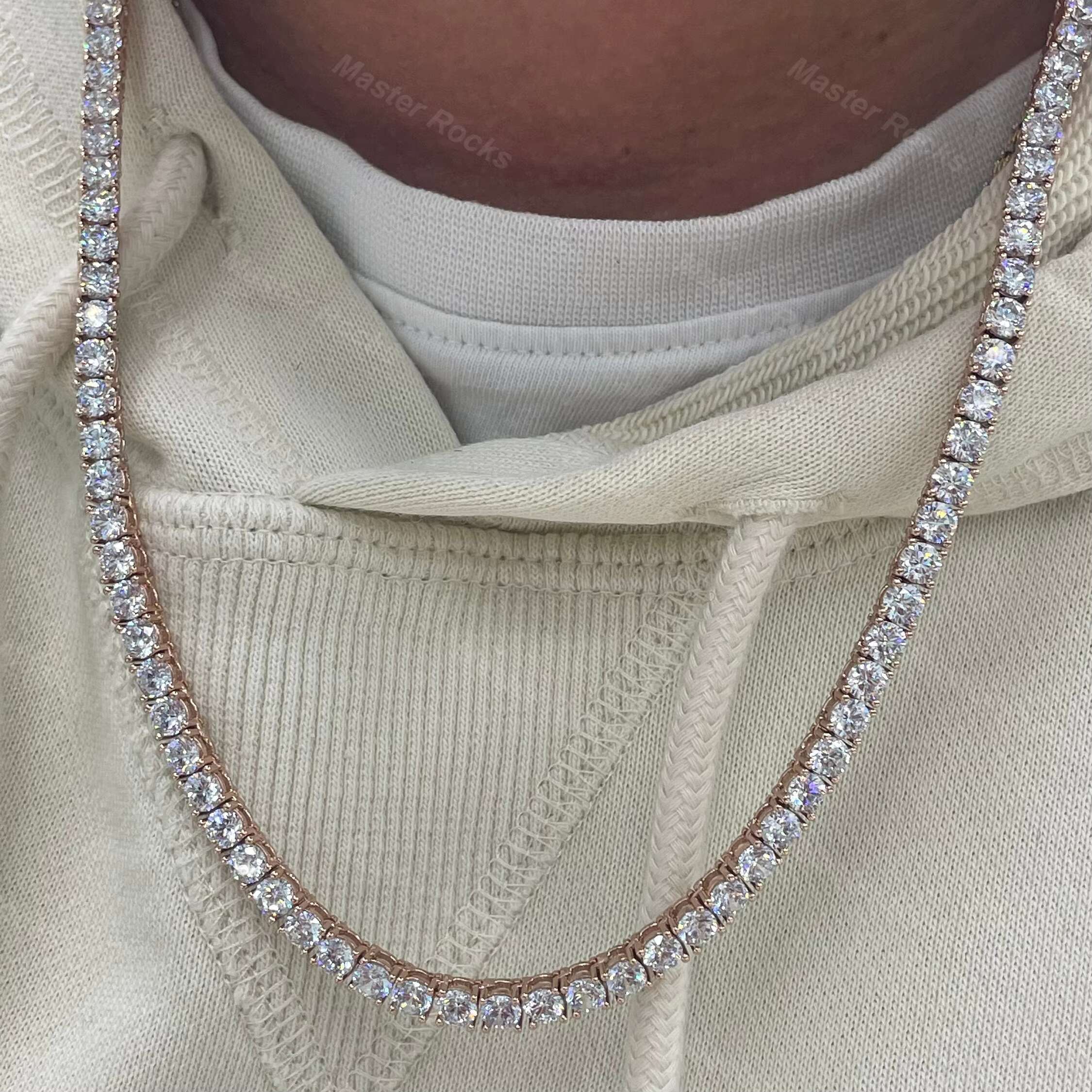 925 Silver Tennis Women Gra Certificates Moissanite Tennis Chain 4mm Hip Hop Tennis Chain Necklace Mens