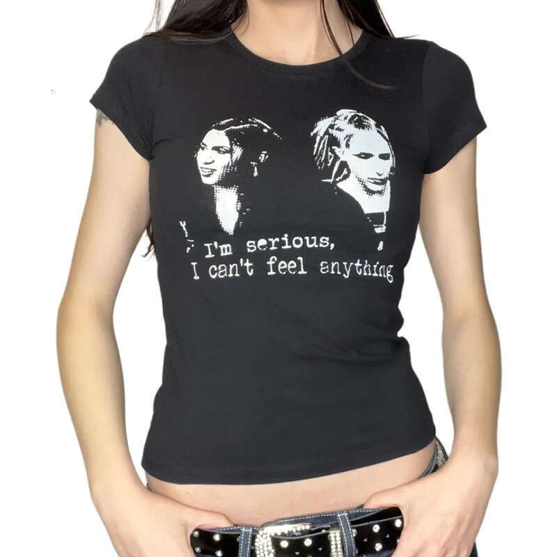 American Style Sweet And Spicy Girl Off-Shoulder Sleeve For Women Summer Dopamine Outfit Black Short Top Waist-Exposing T-Shirt B5