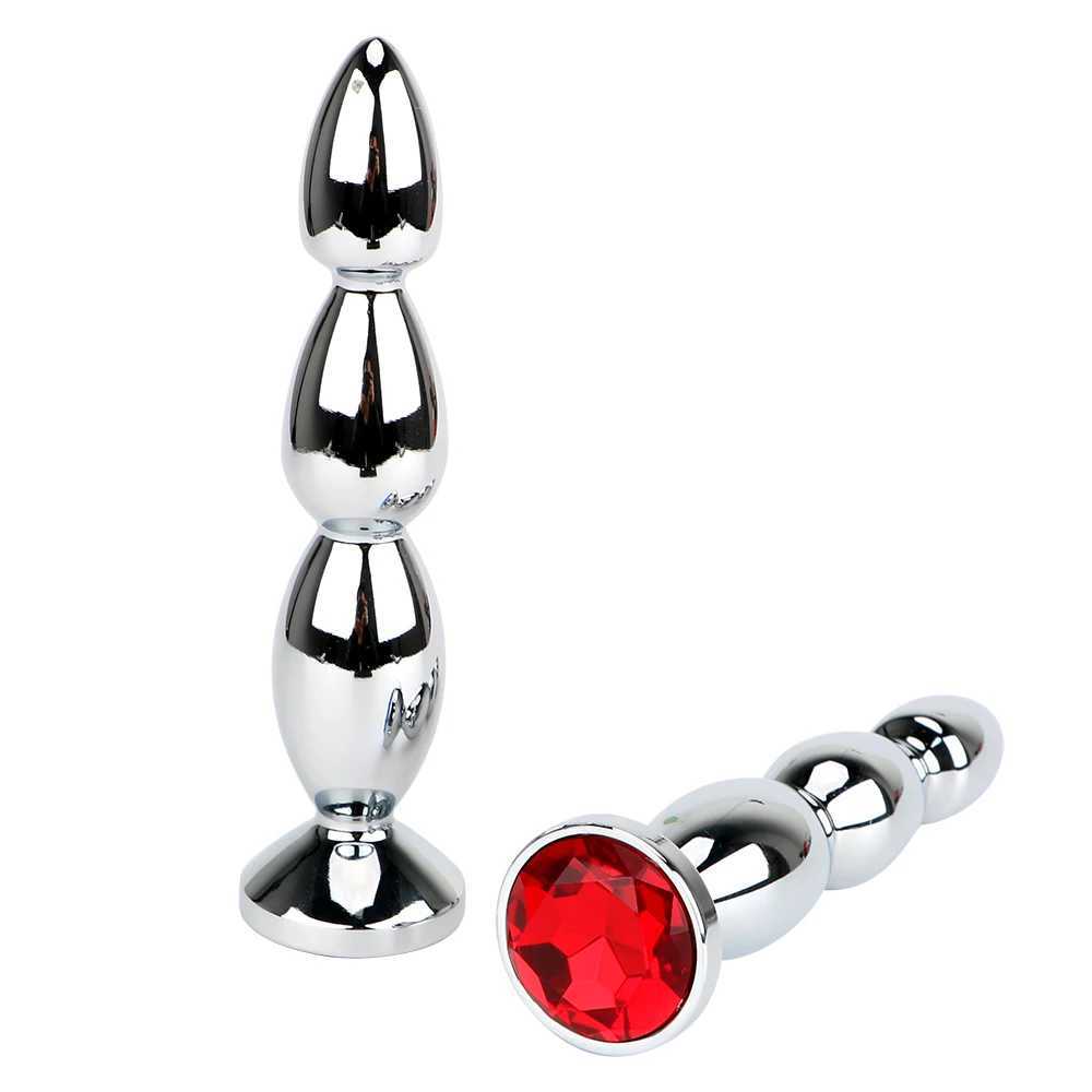 IKOKY Big Size Jewel Anal Plug Prostate Massage Metal Anal Beads Long Butt Plug Sex Toys for Women Men Erotic Adult Sex Shop W250624