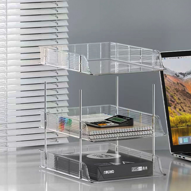 practical threelayer transparent shelf to improve desktop space utilization