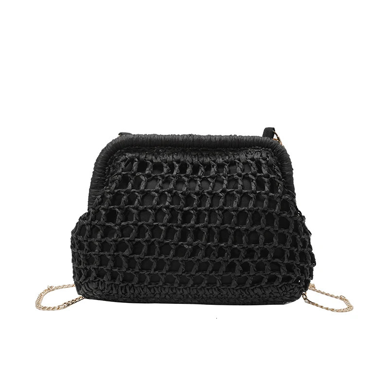 Straw Clutch Purse Hollow Woven Dumpling Bag with Chain Strap Crossbody Crochet Purses for Women Travel Vacation 250624