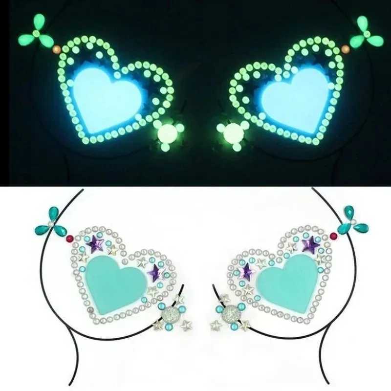 New Luminous Breast Petal Chromophous Acrylic Chest Paste Breathable Nipple Covers Bra Breast Pasties Adhesive Stickers W250624