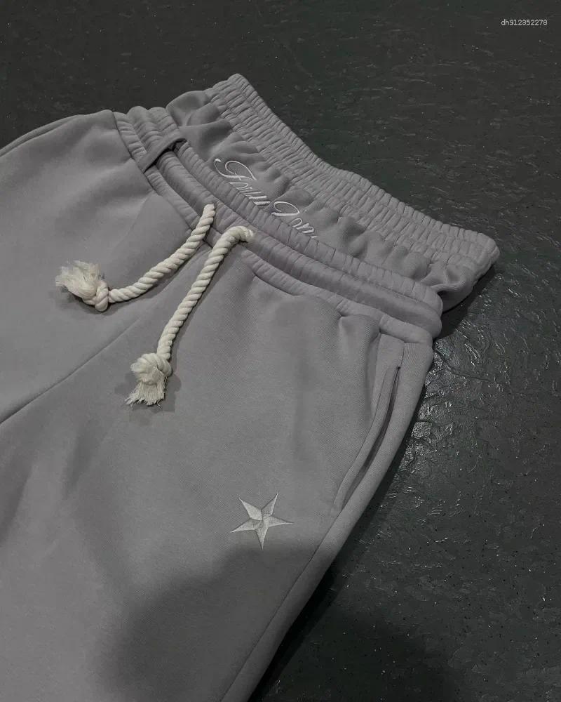 Men's Pants Y2K American Harajuku Vintage Loose Double Waist Sweatpants Men Streetwear Hip Hop Letters Embroidered Casual