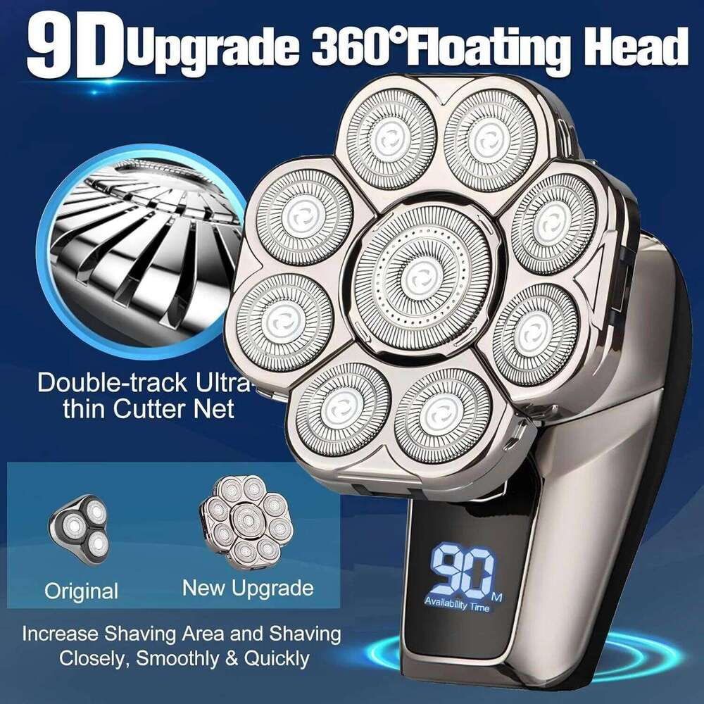 LARGNER 9D Upgraded 5-In-1 Head Shaver For Bald Men, Waterproof Wet/Dry Grooming Kit Electric