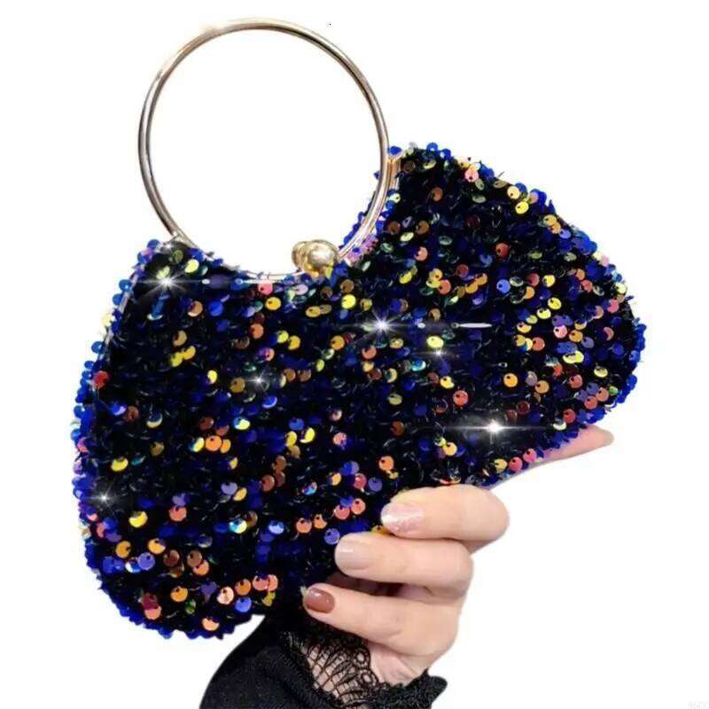 M6cc Trendy Sequined Clutch Bag Ladies Evening Purse For Parties And Dinner