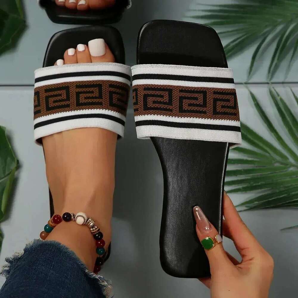 Designer Slide Womens: Simple Cloth Covered Flat Sandals for Outdoor Casual Wear