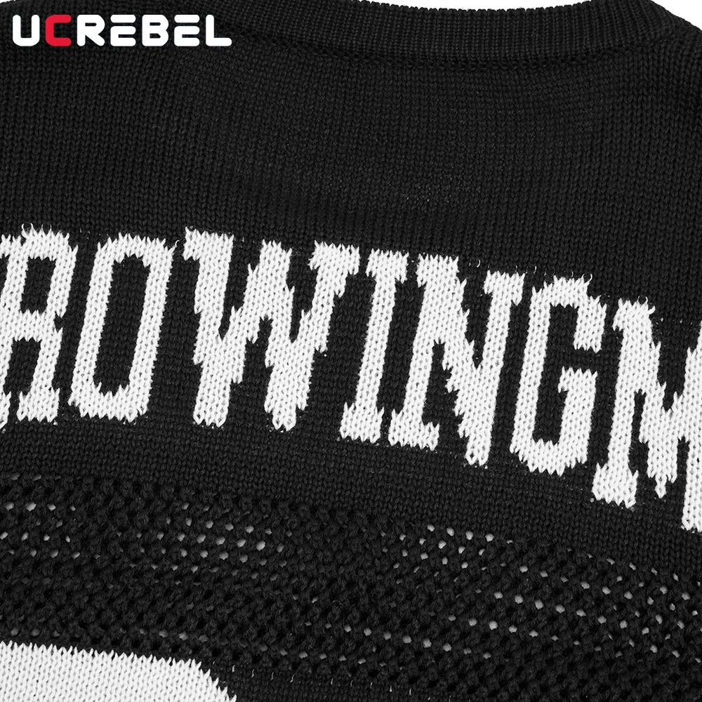 Hollow Out Letter Jacquard Knitted T-shirt Mens Summer High Street Loose Crew Neck Half-Sleeve Breathable tee Men 250617