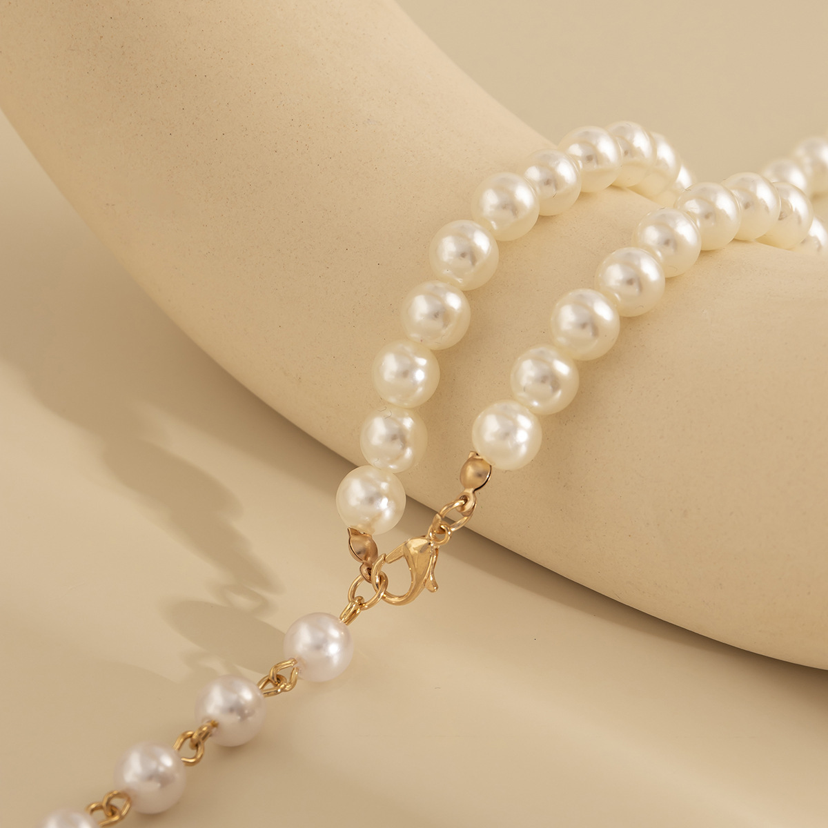Jewelry French Y-shaped Beaded Elegant Long Faux Pearl Tassel Necklace for Women