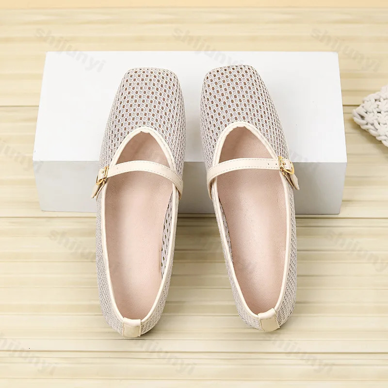 Women Ballet Flat Shoes Mesh Breathable Casual Comfortable Hollow Out Mary Jane Summer High Quality Womens Shoes 250624