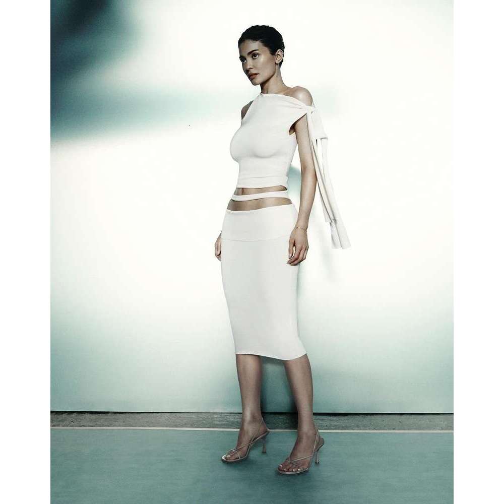 Kylie Style Khy Niche Design Asymmetric Strap Vest Top And Skirt Set For Women B5