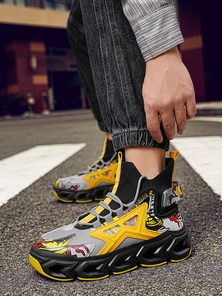 2427-Men's Basketball Sneakers, Anti-Slip Running Shoes, Breathable Walking Shoes, Summer New Tank Sole Sports Men's Running Shoes, Fly-wove