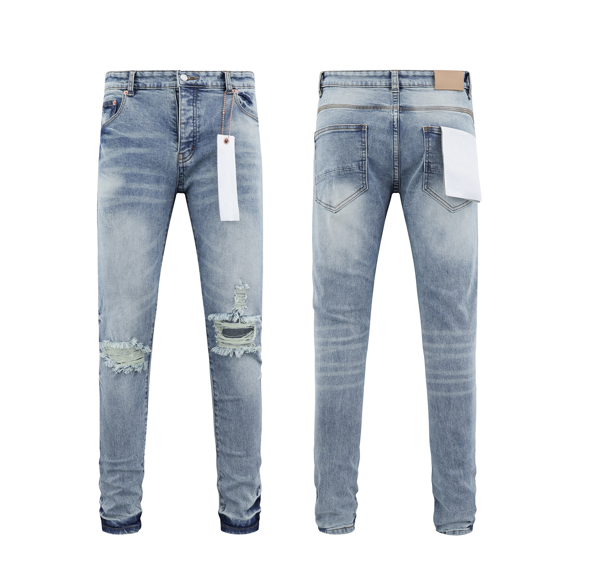 High-quality, fashionable and casual trend ripped jeans, tight straight-leg pants for street men and women in European and American style
