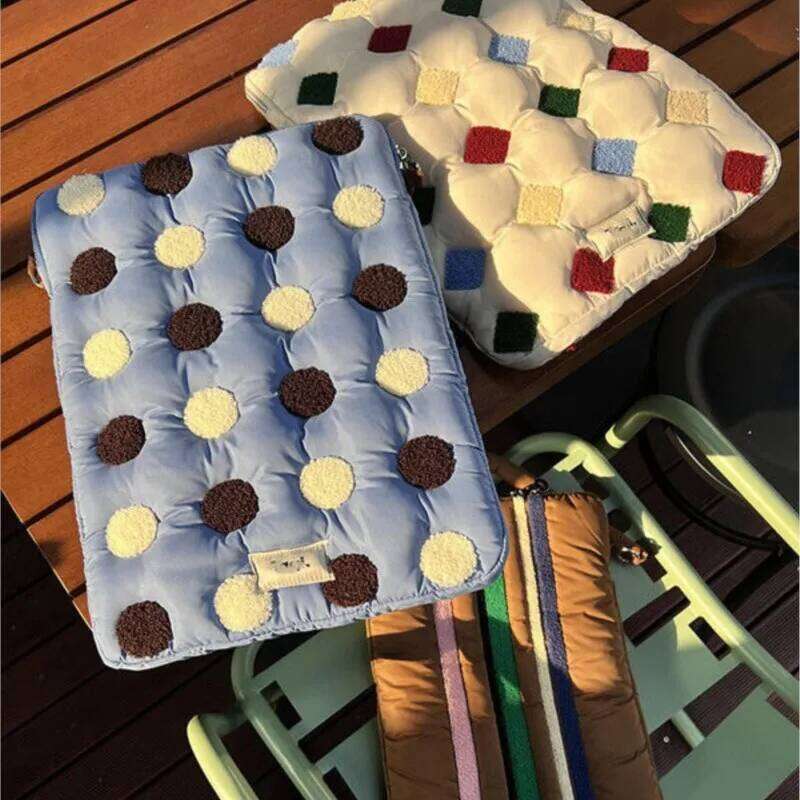 Ins Cute Laptop Sleeve 15 15.6 16 Inch Book Air Table Carrying Case Bag Women Computer Accessories Shoulder Bags Handbag Lady