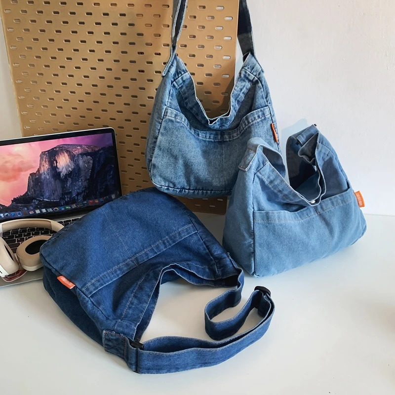 Quality Blue Denim Fabric Crossbody Bags Multipocket Messenger Bag Big Capacity Shoulder Shopper Tote Latest Women Handbag 250624