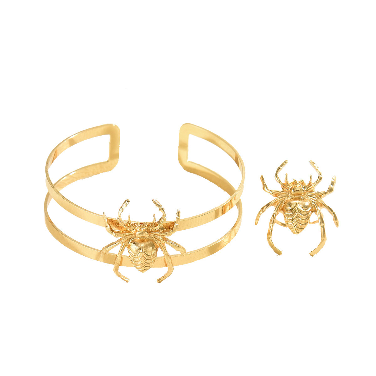 Style Women's Arm Ring Set Personality Spider Design Adjustable Open Bracelet