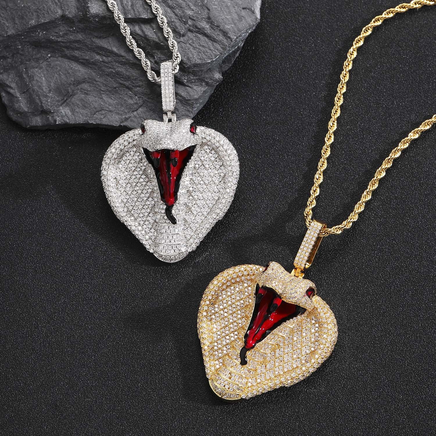 Luxury Moissanite Cartoon Cobra Iced Out Bling Hip Hop Men's Trendy Swag Pendant Accessory Pass the diamond tester