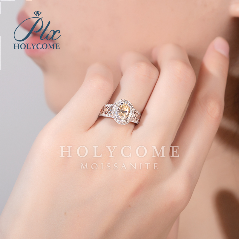 Classic 925 Sterling Silver Bridal Ring Sets Emerald Cut Champagne Moissanite Engagement Rings Vintage Promise Rings Wedding Bands for Women