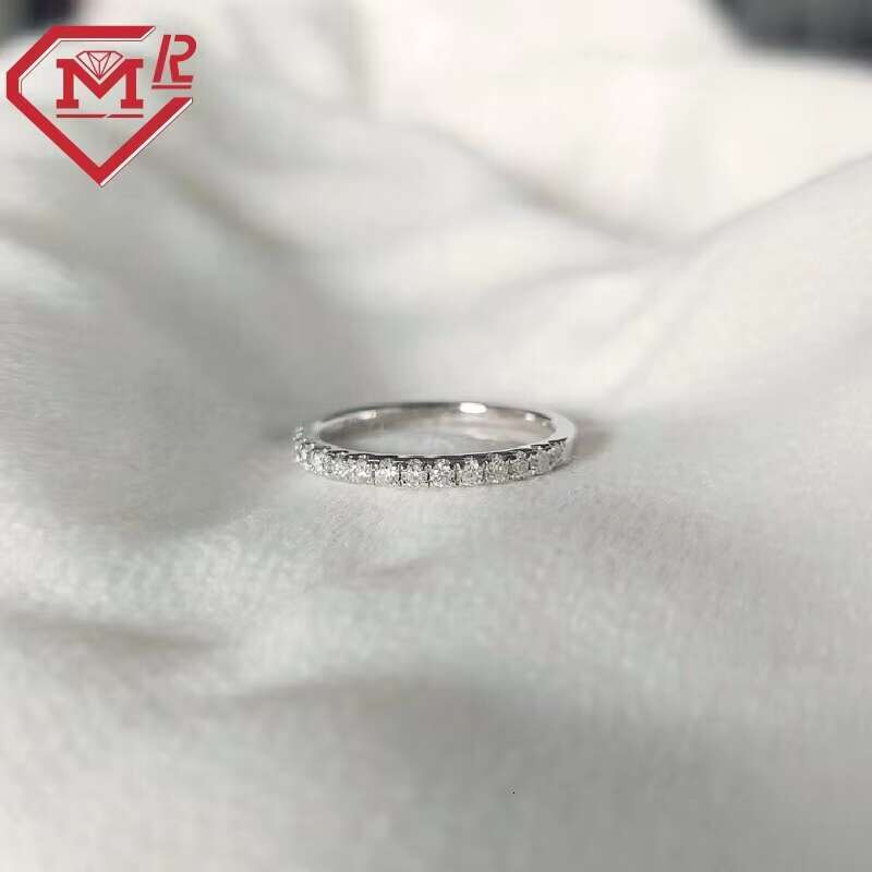 ALL SIZE AVAILABLE 14k Solid Gold Moissanite Diamond Wedding Band Stack Ring Half Eternity Band for Women