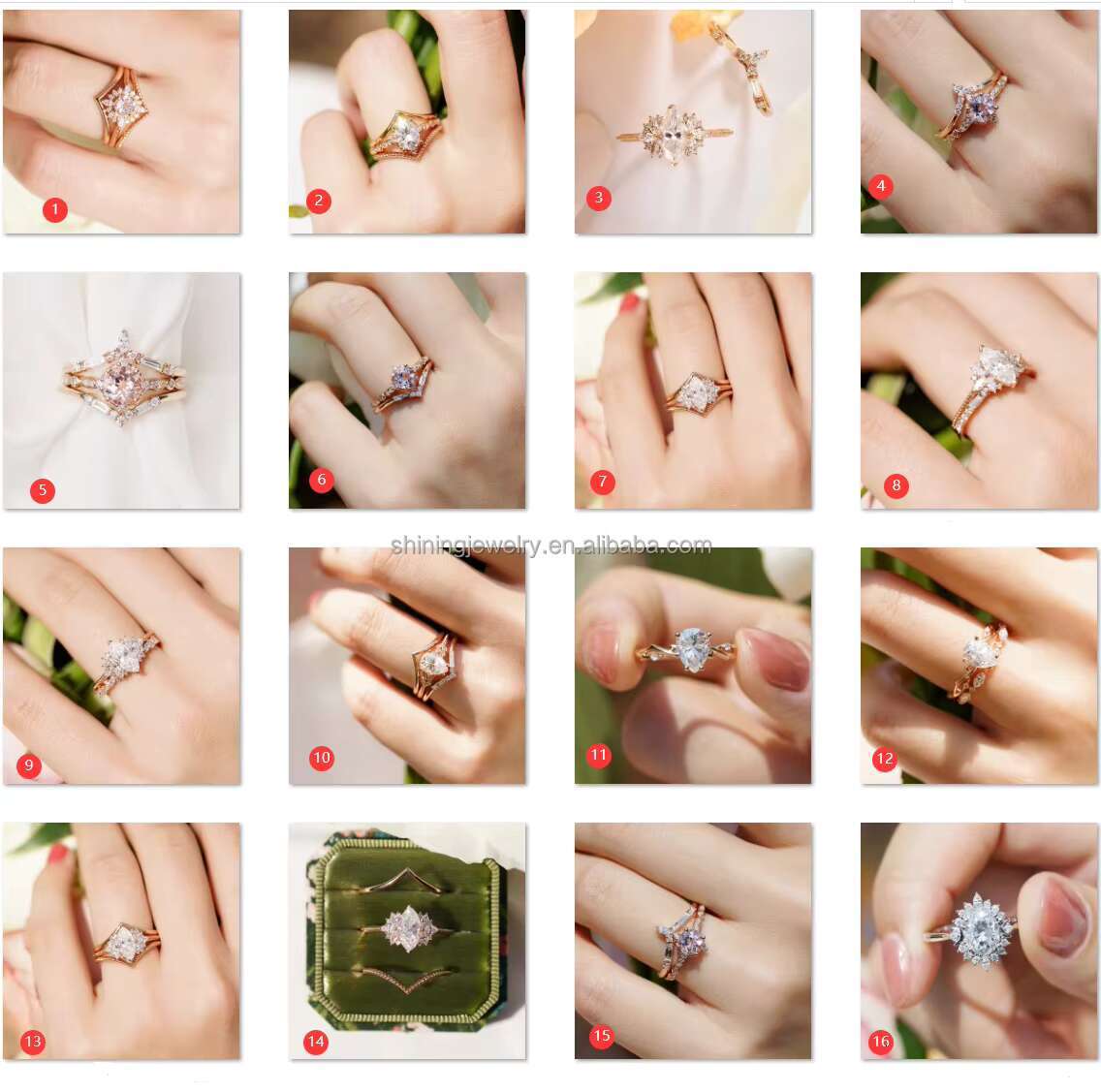 Custom Luxury Wedding Bands Ring Silver Sterling Gold Plated Fully Moissanite Diamond Engagement Rings