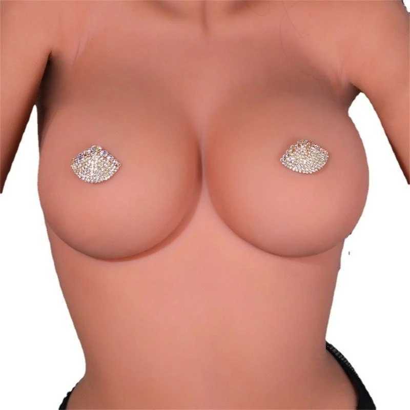 X4YC Fashionable Womens Alloy Crystal Shell Nipple Covers Pasties with Glittering Rhinestones Raves Party Chest Stickers Bra W250624