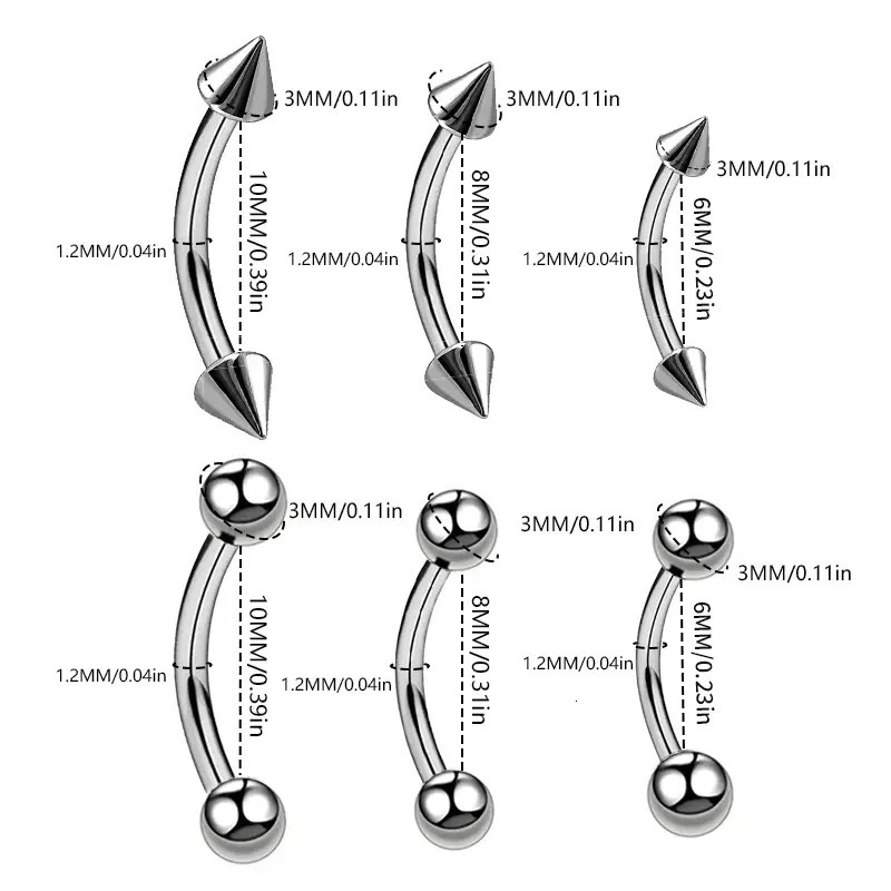30pcs Stainless Steel Eyebrow Piercing Rings for Women Men Curved Barbell Lip Ring Cartilage Daith Helix Rook Earring Jewelry 250613