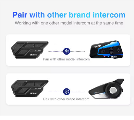 LEXIN ET COM Helmet Intercom Motorcycle Bluetooth v5.0 with 6 DIY Color, Waterproof&FM Radio Headsets