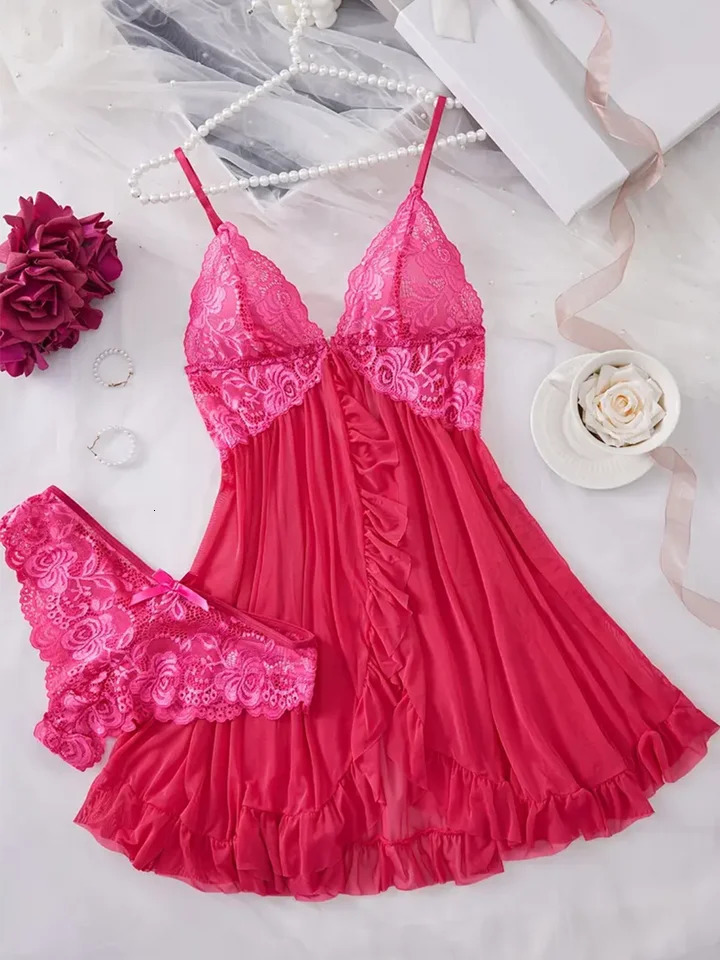 Womens Underwear Sexy Lingerie Set Erotic Bra Nightdress Sexy Lace Sleepwear Solid Slim Soft Dresses Erotic Sleepwear Dresses 250624