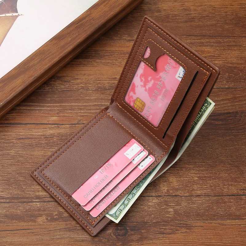 New Mens Wallet Mens Short Money Clip Young Men Simple Multi-Card Lightweight Pattern Cross Stitching Leather Wallet XJ250624