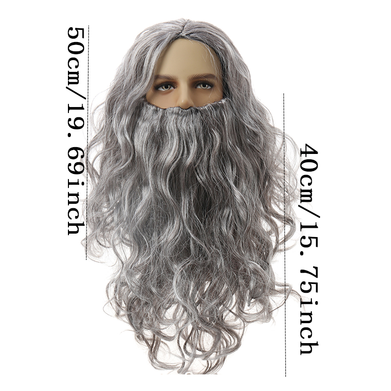 Jesus beard and wig set, wizard wavy and long straight Easter and Halloween cosplay photo props, LARP party comedy supplies, stage show accessories dr